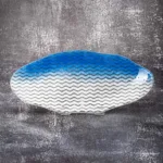 Sushi FreeHand Clam Blue & White Curly Waves