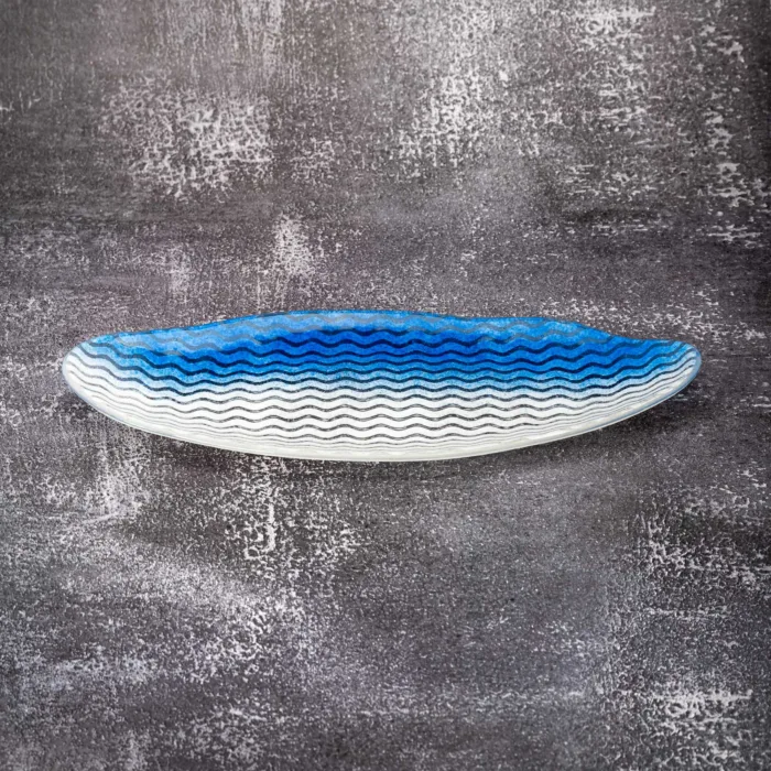 Sushi FreeHand Clam Blue & White Curly Waves - Image 2