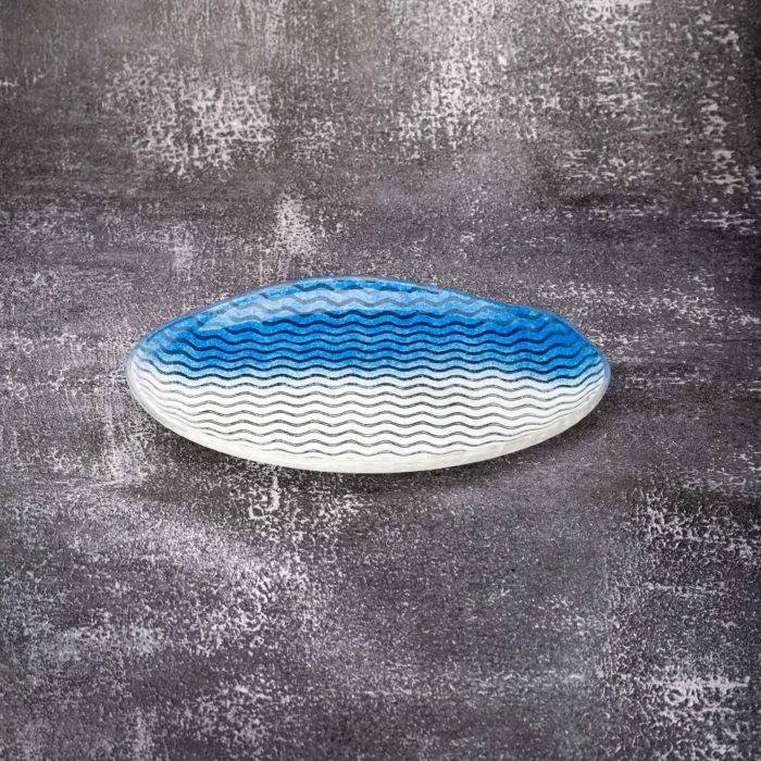FreeHand Clam Coupe Blue & White Curly Waves - Image 2
