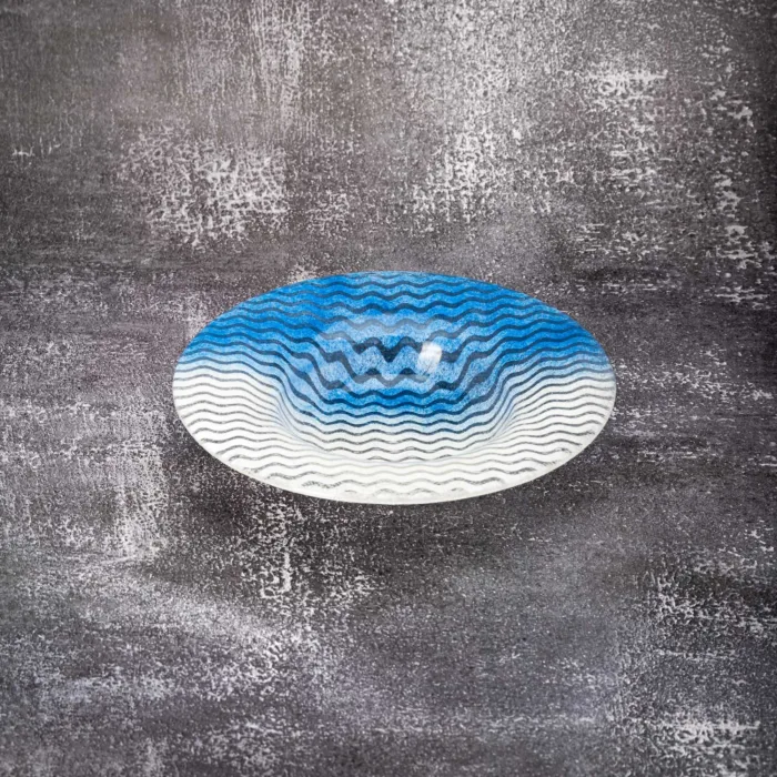 Deep Plate Blue & White Curly Waves - Image 2