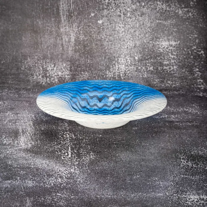 Deep Plate Blue & White Curly Waves - Image 3