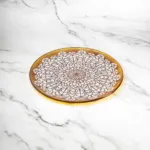 Lace Round Nano Coupe Plate Orange with White Pattern Transparent